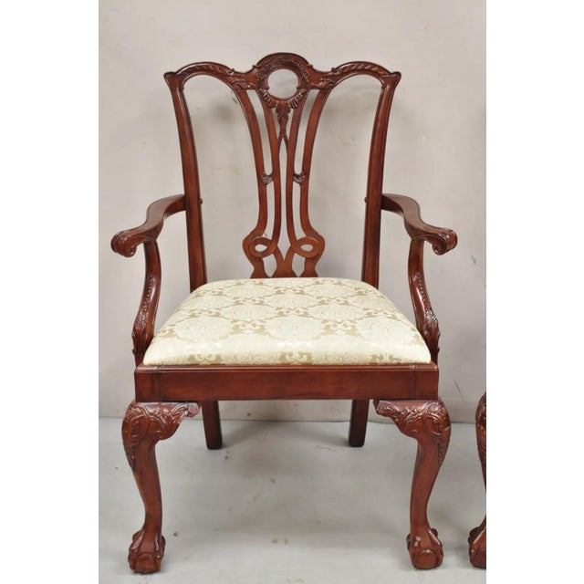 Late 20th Century Late 20th Century Chippendale Style Carved Mahogany Ball and Claw Dining Room Chairs - Set of 8 For Sale - Image 5 of 12