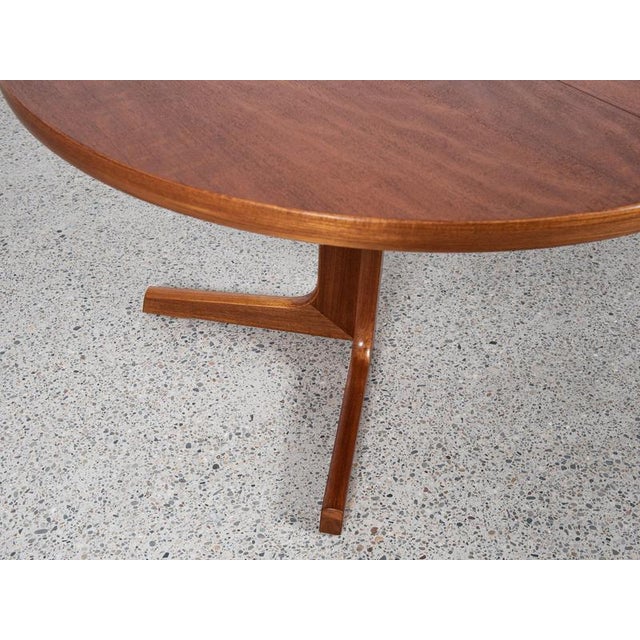 Brown Midcentury Modern Danish Round Teak Dining Table with Two Extensions, 1960s For Sale - Image 8 of 13