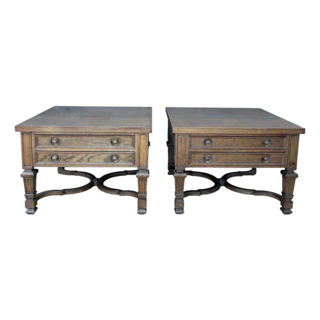 Pair of Spanish Classical Revival Style Oak Side Tables, Mid-20th Century For Sale