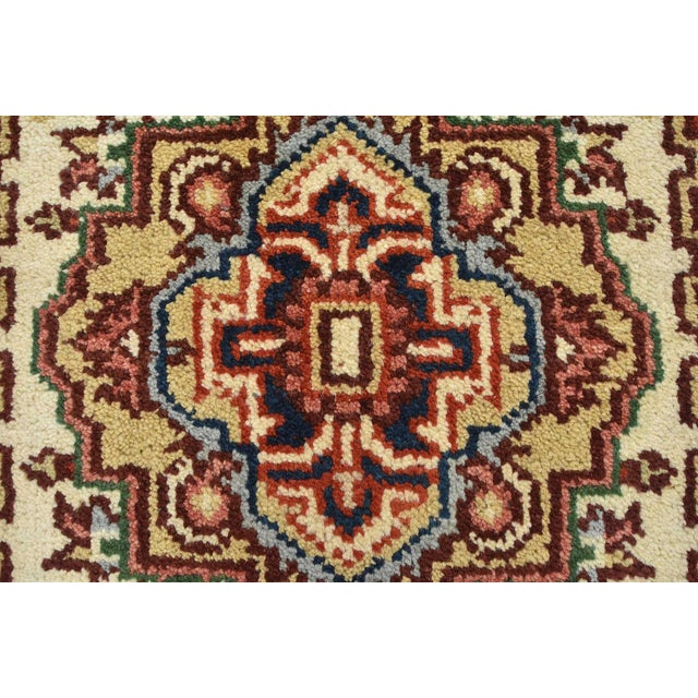 Textile Heriz Runner 2’7” X 18’1” Ivory Wool Tribal Hand-Knotted Oriental Rug For Sale - Image 7 of 13