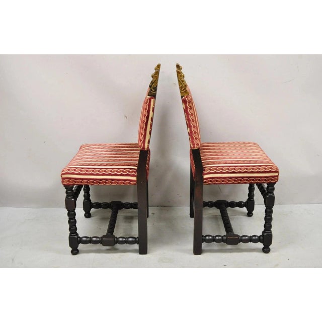 Antique Small Jacobean Style Turn Carved Walnut Accent Side Chairs - A Pair For Sale - Image 13 of 13