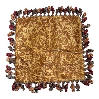 VTG Fortuney Silk Pillow Case With Fringe For Sale