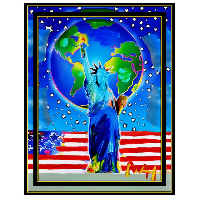 Pop Art 2004 Peace on Earth Mixed Media Painting Peter Max Collage For Sale - Image 3 of 6