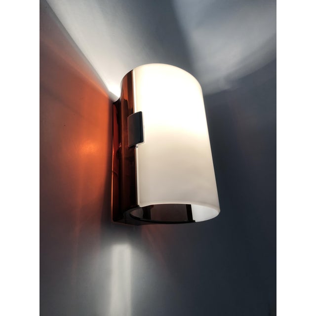 Vintage allibert a134 wall sconce, 1970s beautiful pair of vintage allibert wall sconces, model a134. made of opaque white...