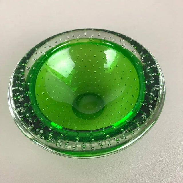 Green Bullicante Murano Glass Ashtray, Italy, 1970s For Sale - Image 3 of 15