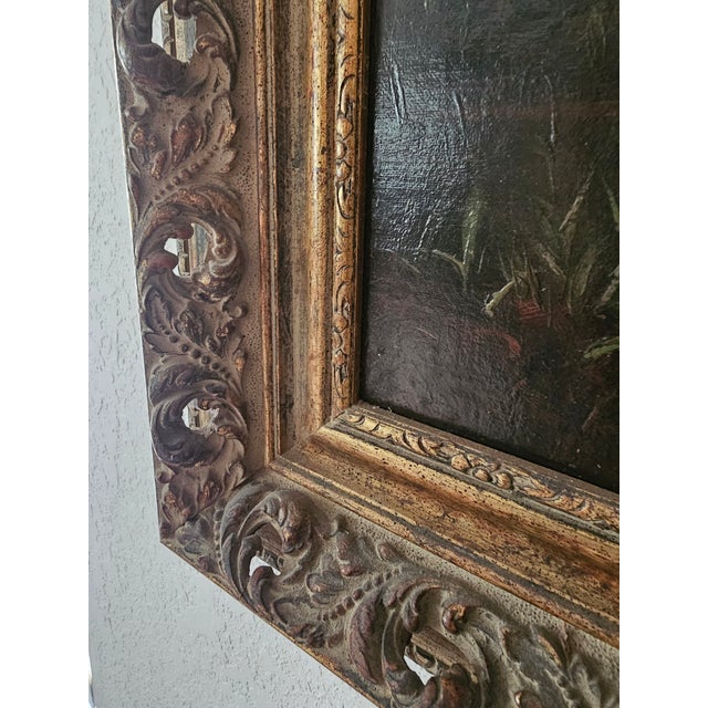 Large Windsor Castle Thames Landscape Oil Painting in Ornate Pierced Frame With Picture Light For Sale In Los Angeles - Image 6 of 17
