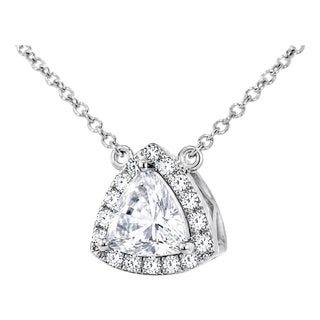 18K White Gold Trillion Diamond Designer Pendant Necklace For Sale