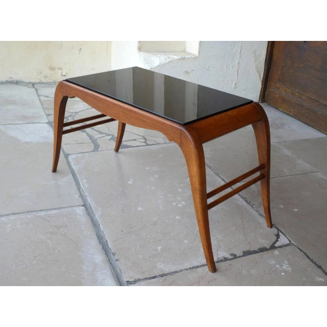 Wood Beech and Black Opaline Coffee Table, 1950 For Sale - Image 7 of 9