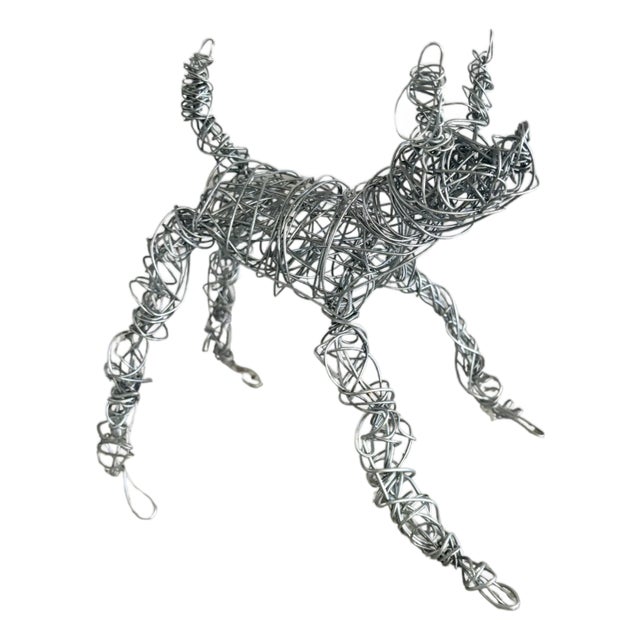 Hand-Made, One-of-a-Kind Wire Dog by Artist Christopher Shoemaker, 8.5” X 6” For Sale