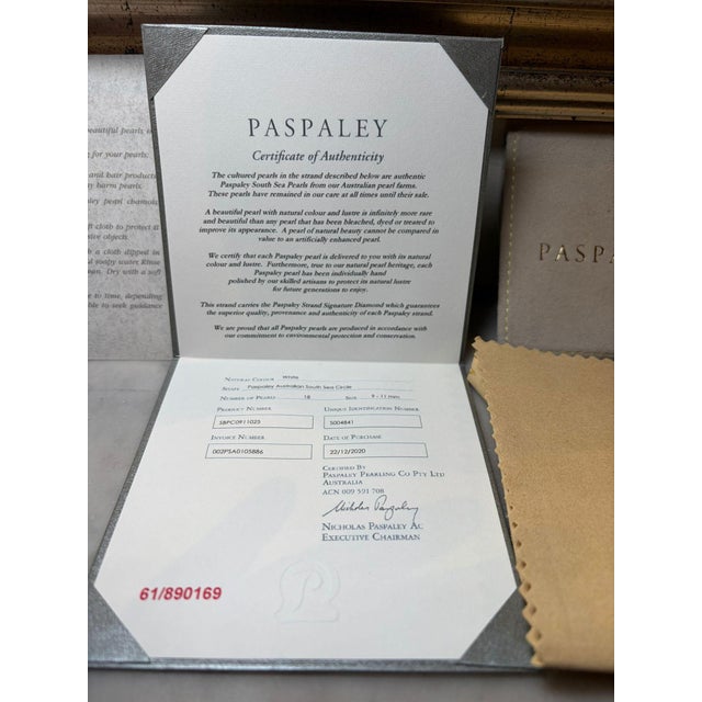 White Paspaley Australian South Sea Circle Pearl Diamond Bracelet 0.054ct 29.52g For Sale - Image 8 of 8