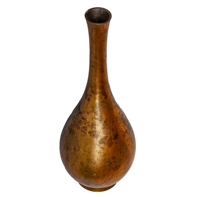 Mid-Century Japanese Petite Gilt & Acidwashed Bronze Bud Vase For Sale In Los Angeles - Image 6 of 9