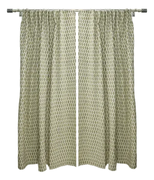 Block Print Natural Linen Curtain for Bohemian Home Décor Size 54"Wx24"L-Lil Paisley