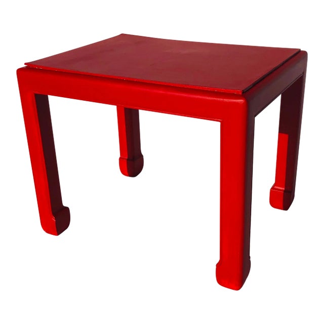 Vintage Chinese Ming Style Solid Mahogany New Painted in Red Side Table For Sale