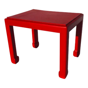 Vintage Chinese Ming Style Solid Mahogany New Painted in Red Side Table