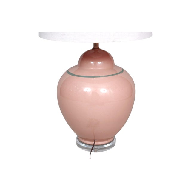 Pink Painted Glass Table Lamp For Sale In Tampa - Image 6 of 9