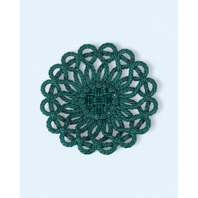 Vintage Green Ceramic Lace Bowl from Vallauris, 1950s For Sale - Image 12 of 12