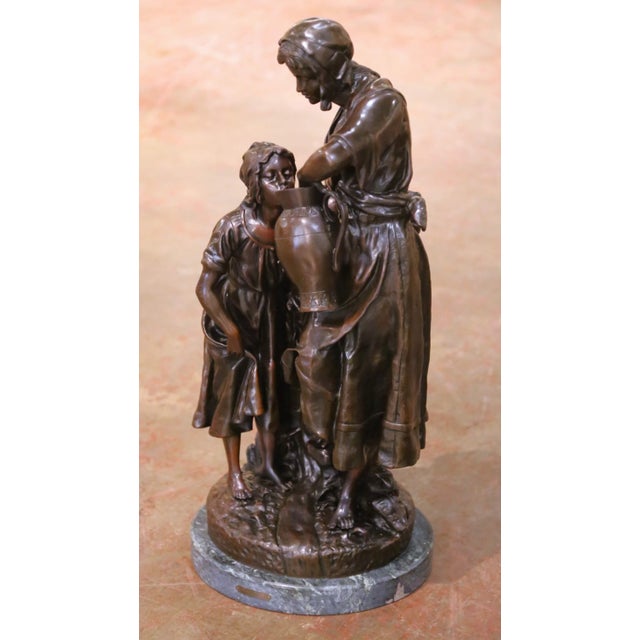Metal Early 20th Century French Bronze Sculpture “A La Fontaine” Signed Émile Carlier For Sale - Image 7 of 9