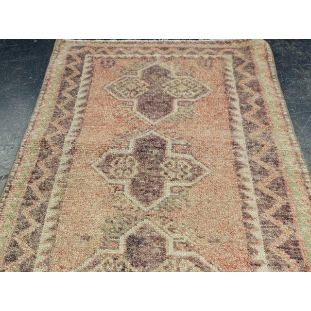 Turkish Mini Rug Oriental Hand Knotted Vintage Rug 1'10" x 3'6" #11654 For Sale In Houston - Image 6 of 8