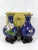 Wood 1980's Blue Cloisonné Vases With Pink Peonies and Cherry Blossoms , a Pair, Boxed With Carved Wood Stands For Sale - Image 7 of 7