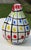 Glass Vintage 11” Graphic Grid Pattern Art Glass Vase For Sale - Image 7 of 11