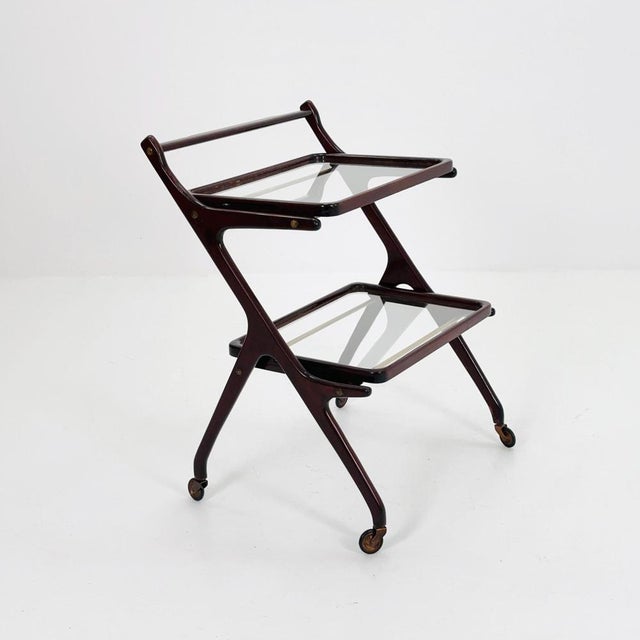 Mid-Century Italian Serving Trolley in Wood and Glass by Cesare Lacca, 1950s For Sale - Image 11 of 11