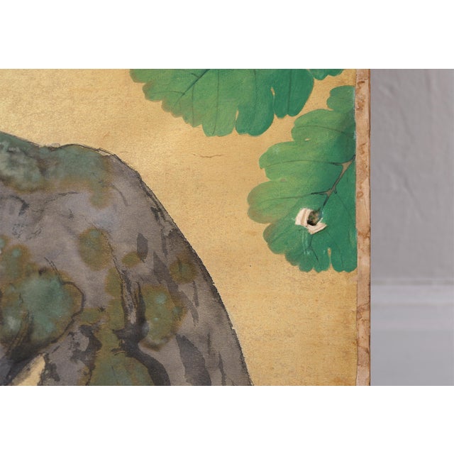 Japanese 18th Century Edo Period White Eagle Painting on Gold Paper For Sale - Image 14 of 17