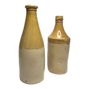 Vintage English Traditional Glazed Stoneware Ale Bottles, a Pair