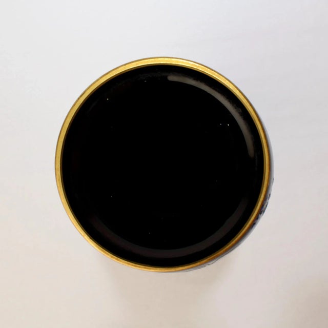 Bohemia Bohemian Enameled Black Amethyst Glass Vase Decorated With Herons For Sale - Image 4 of 10