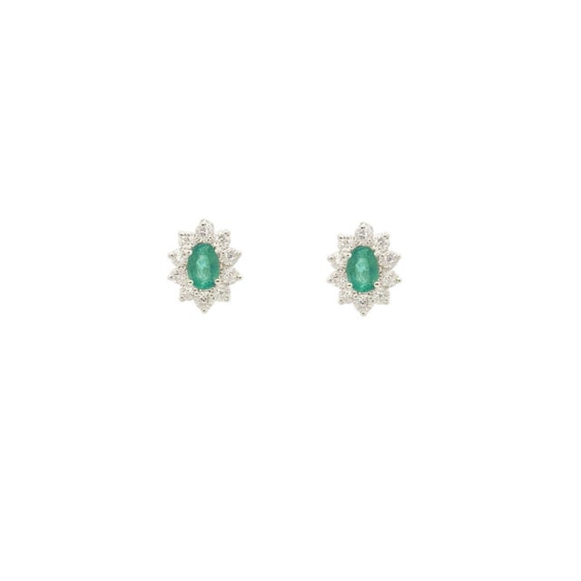 Natural Emerald Diamond Earrings 14k White Gold 2.4 TCW Certified For Sale - Image 9 of 12