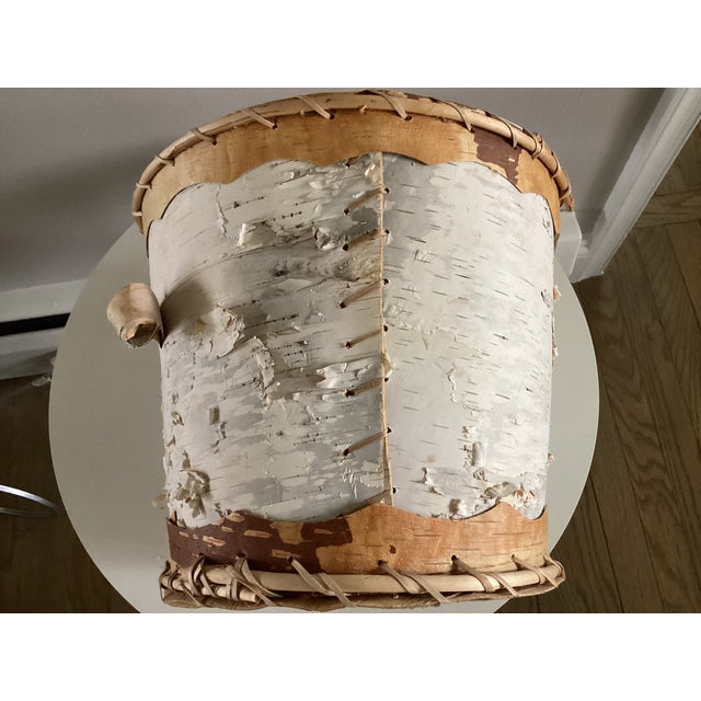 Large Birchbark Wastebasket in the Style of Baskets Made by Native American Arts and Crafts For Sale - Image 15 of 15