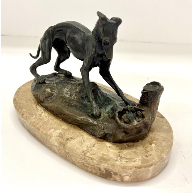 Antique Bronze Pierre Jules “P.J.” MÊNE Greyhound Whippet With Nest Of Birds Sculpture $900 Elegant French animalier-style...