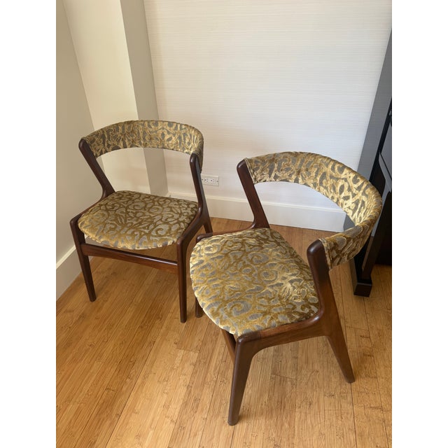 Pair of Danish Modern Dining, Desk, Side, or Occasional Chairs attributed to Kai Kristiansen. No label Elegant sculptural...