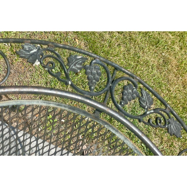 Mid 20th Century Russell Woodard Grapevine Barrel Back Wrought Iron Grape Pair of Chairs For Sale - Image 10 of 12