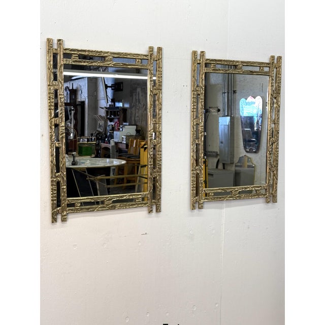 Brass Angelo Brotto Sculptural Brass Mirror, Italy, 1970s For Sale - Image 8 of 9