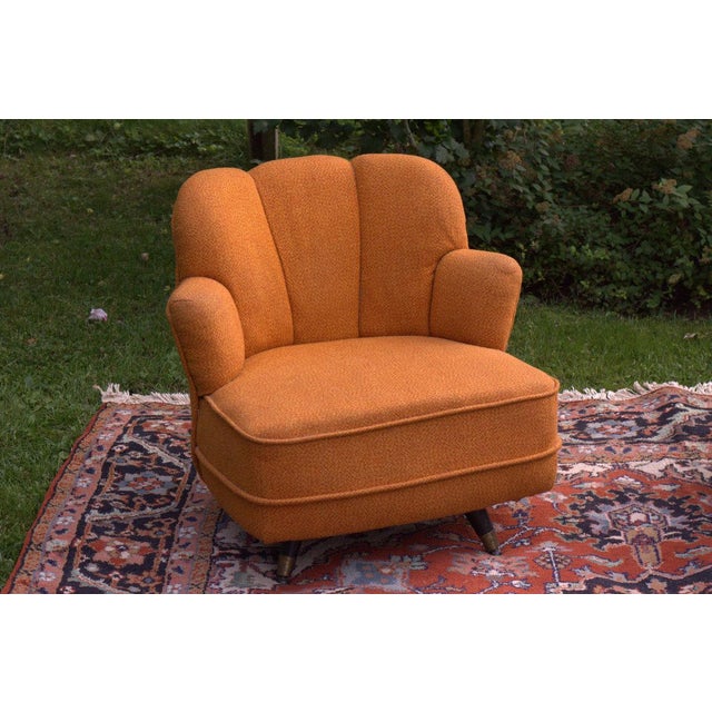 Mid-Century Scalloped Slipper Swivel Chairs - A Pair | Chairish