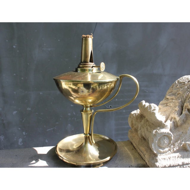 Large French Brass Desk Oil Lamp For Sale - Image 6 of 11