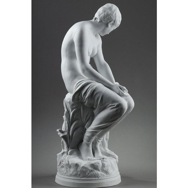 Gold Auguste Joseph Peiffer, Sculpture of Bather with Swallows, 1880, Porcelain For Sale - Image 8 of 18