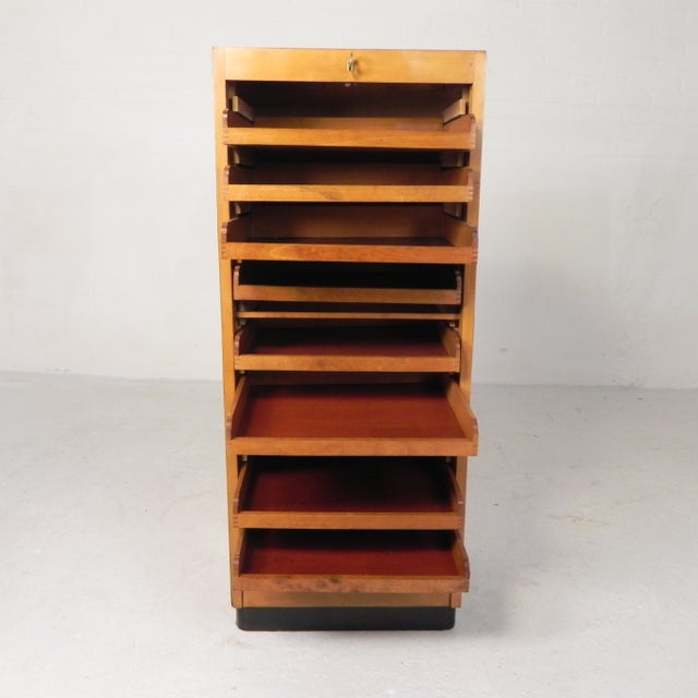 Wood Vintage Birch Roller Shutter Cabinet from Ekawerk Horn Lippe, Germany, 1950s For Sale - Image 7 of 18