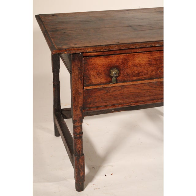 Wood Antique William and Mary Style Oak Side Table For Sale - Image 7 of 11