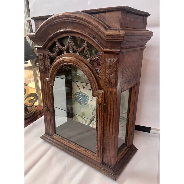 Antique French Oak Ornate Curio Display Cabinet For Sale - Image 4 of 18