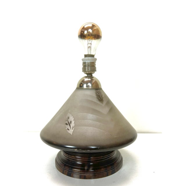 Art Deco Glass Table Lamp in Geometric Pattern with 2 Light Points, 1920s For Sale - Image 10 of 10