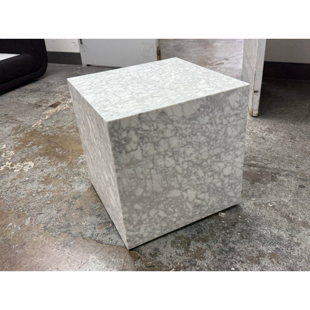 Restoration Hardware Timothy Oulton for Restoration Hardware Marble Plinth Cube Side Table For Sale - Image 4 of 12