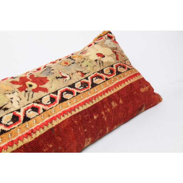 Red Authentic Handwoven Rug Pillow Cover – Home Décor in Red & Warm Color Tones -14'' X 37'' For Sale - Image 8 of 10