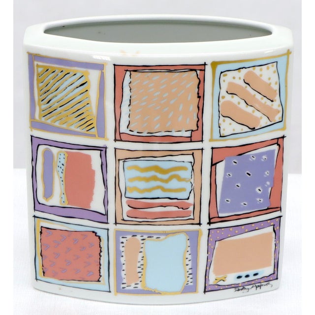 20th century German white square porcelain vase painted Rosenthal Studio-linie.