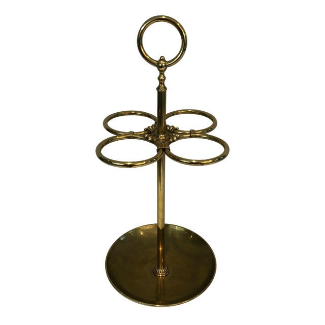 1900s Round Brass Umbrella Stand For Sale