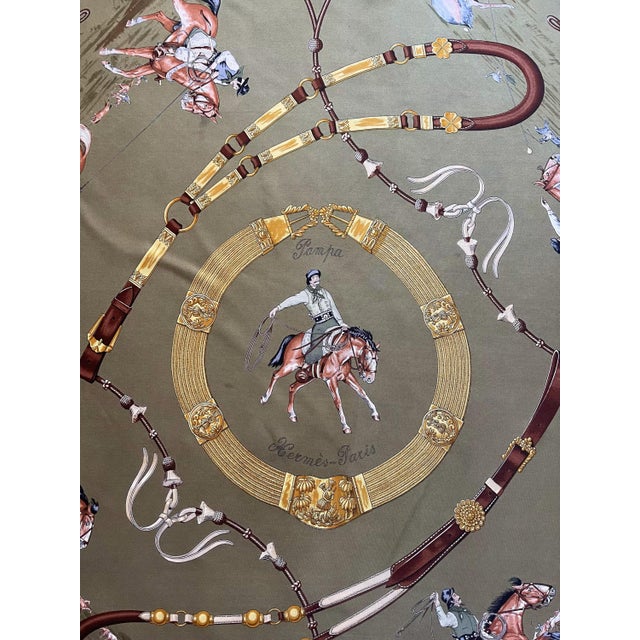 Contemporary HERMÈS PAMPA Silk scarf designed by Jean De Fougerolles 1986 For Sale - Image 3 of 9