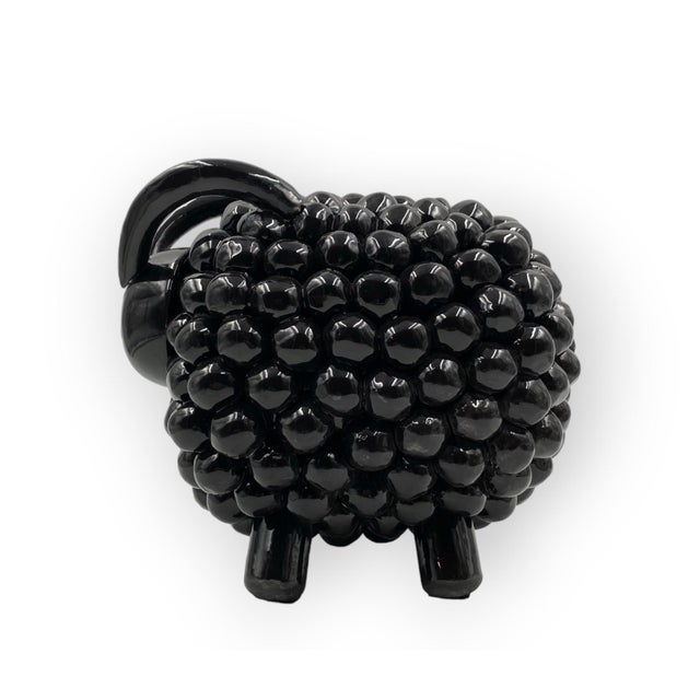 Ceramic Black Ram / Sheep Ceramic Sculpture, Italy 1980s For Sale - Image 7 of 12