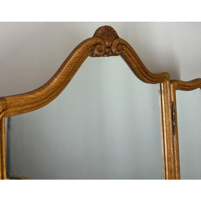 Brown Vintage French Louis Style Oak Dressing Table with Mirror For Sale - Image 8 of 14
