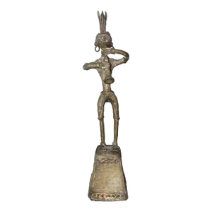 Late 19th Century Indian Dhokra Cast Statue of a Musician
