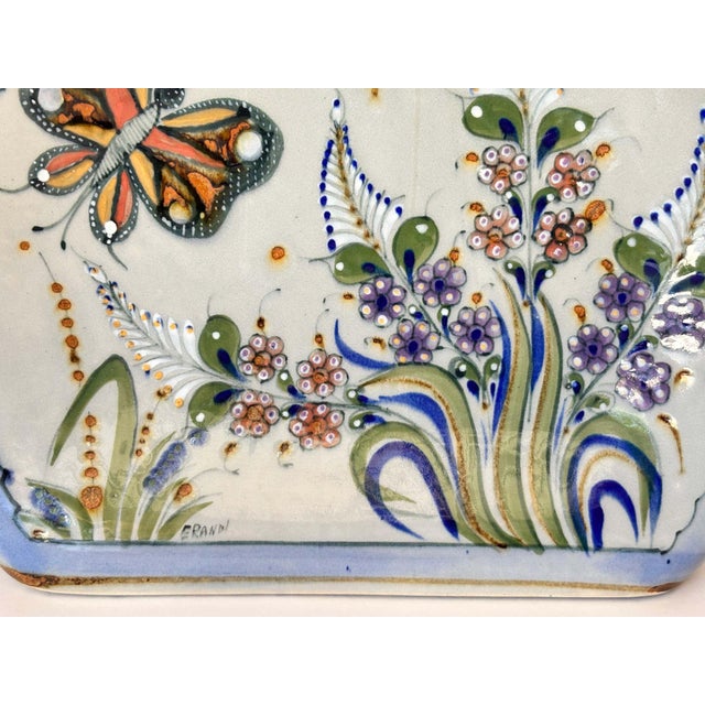 Vintage Erandi Tonalá Pottery Flask Vase, Hand-Painted, Signed, Circa 1970s For Sale - Image 9 of 13